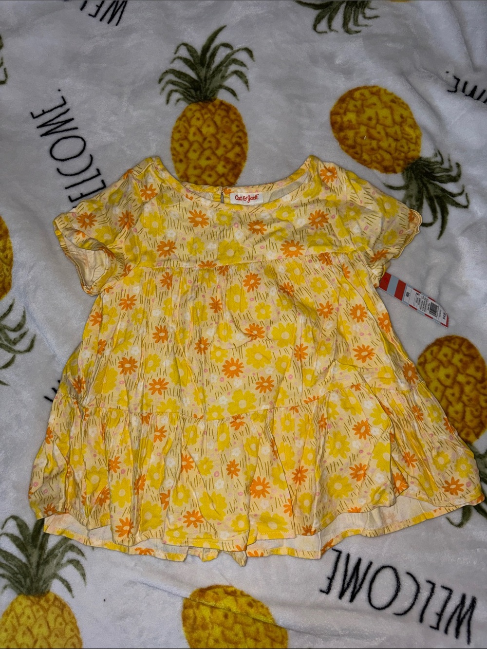 Yellow & Orange Floral Top girls medium 8